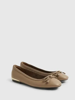 Online River Island Brown Bow Ballet Flats