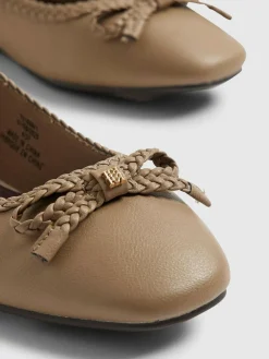 Online River Island Brown Bow Ballet Flats