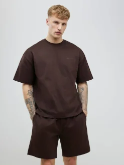 Discount River Island Boxy T-Shirt and Shorts Set Brown