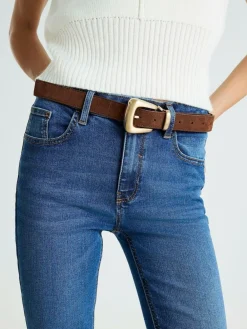 Clearance River Island Brown Bubble Buckle Suede Belt
