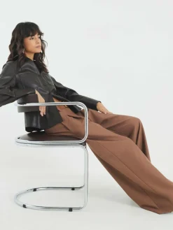 River Island Brown Easy Belted Wide Leg Trousers^Women Pants