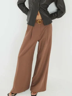 River Island Brown Easy Belted Wide Leg Trousers^Women Pants