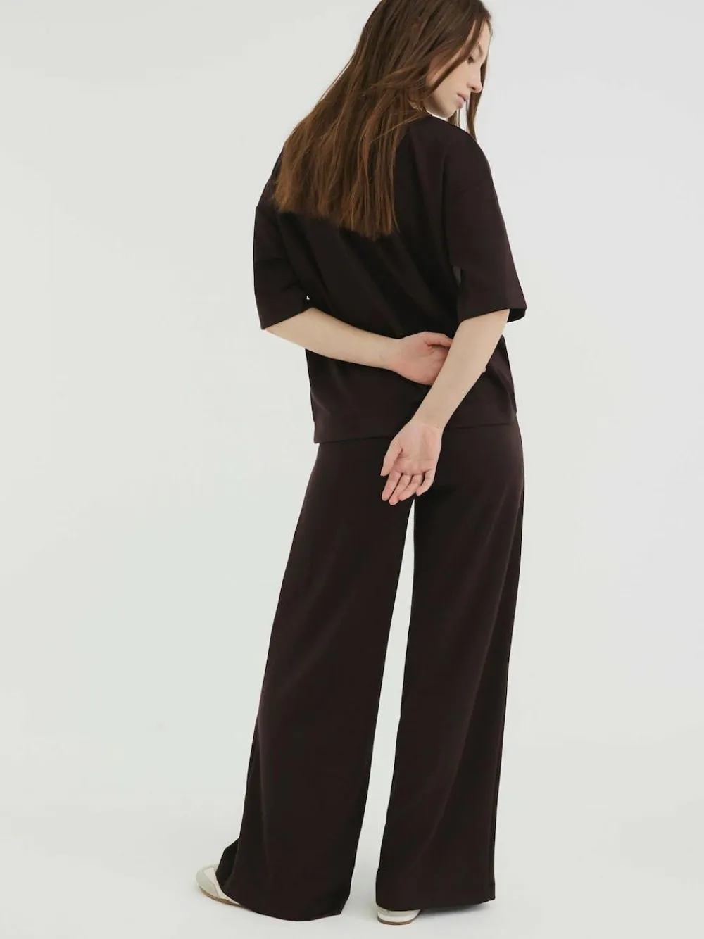 Online River Island Brown Premium Wide Leg Joggers