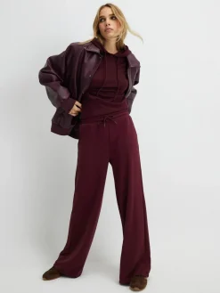 River Island Burgundy Premium High Waisted Wide Leg Joggers^Women Leggings & Sweatpants