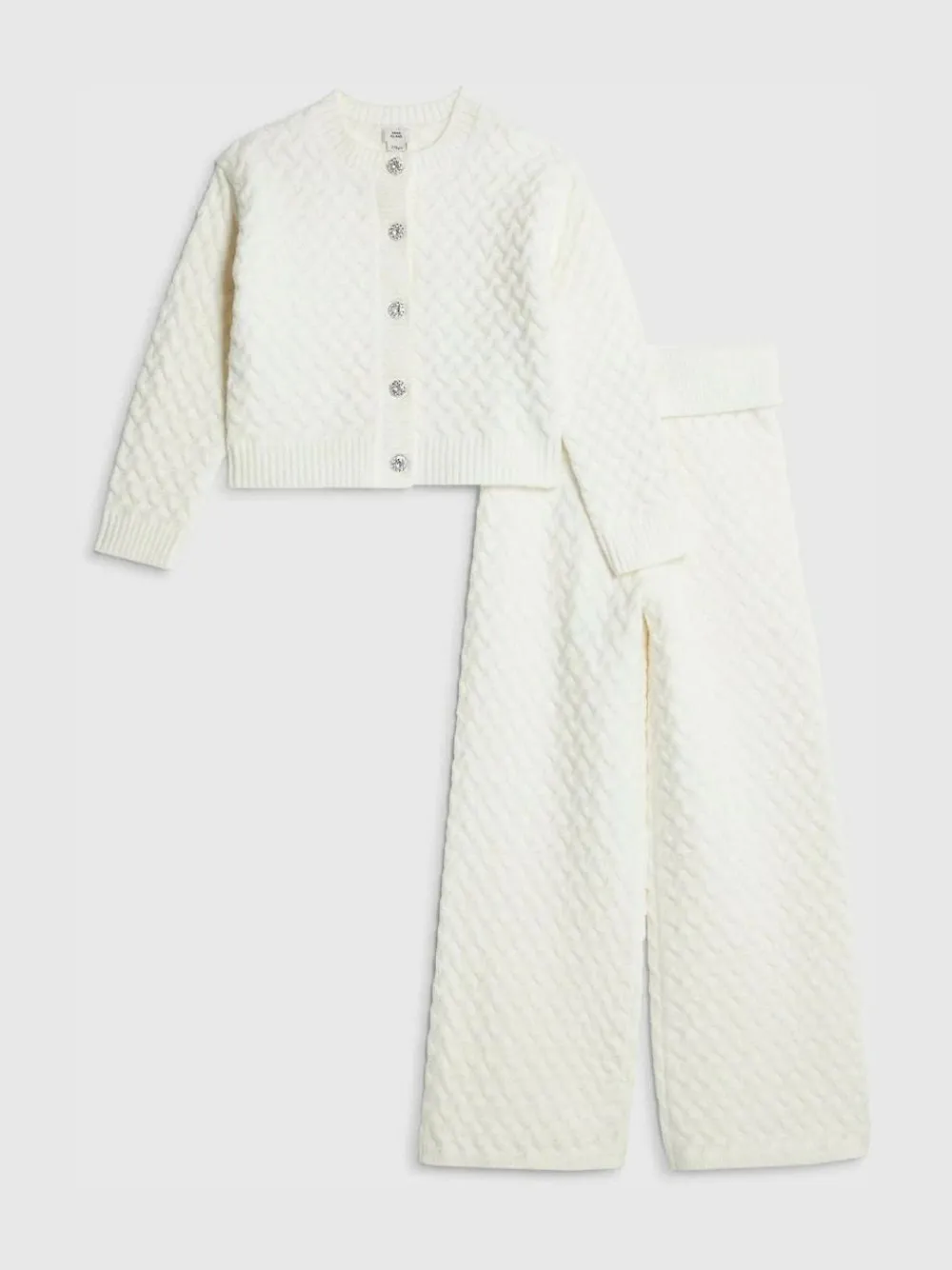 River Island Cream Cable Cardigan & Trousers Set^ Knitwear & Sweaters|Knitwear