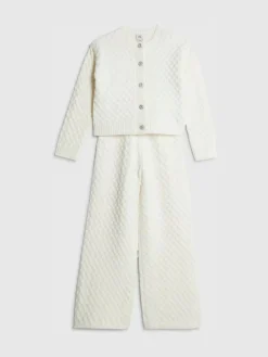 River Island Cream Cable Cardigan & Trousers Set^ Knitwear & Sweaters|Knitwear