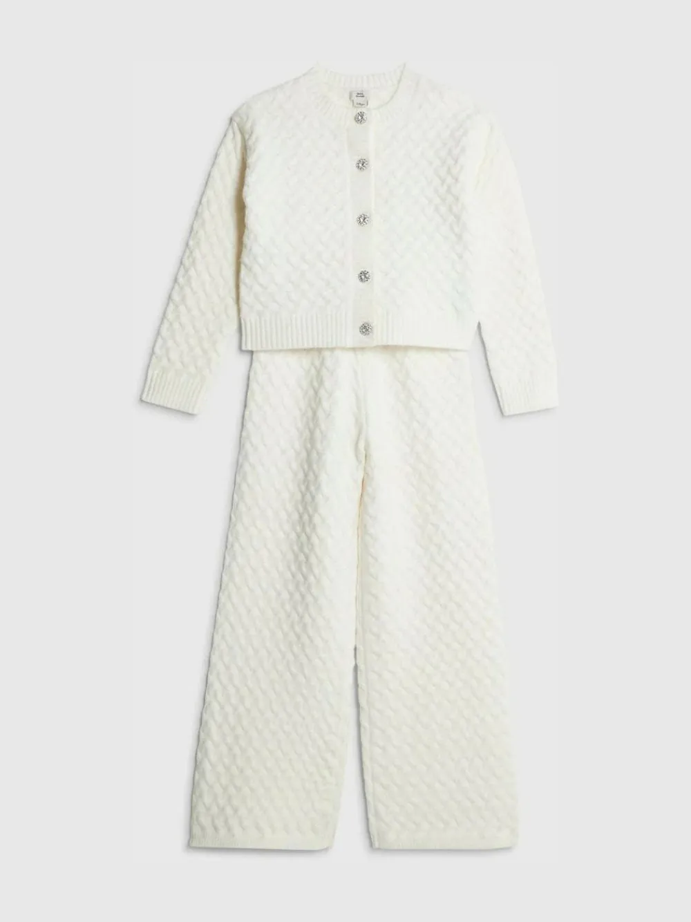 River Island Cream Cable Cardigan & Trousers Set^ Knitwear & Sweaters|Knitwear