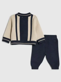 River Island Cream Colour Blocked Zip Through Knitted Set^ Knitwear|Knitwear
