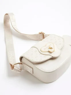 Sale River Island Cream Girls Monogram Heartlock Bag
