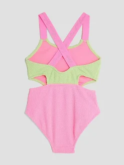River Island Green Girls Elastic Colour Block Swimsuit^ Swimwear