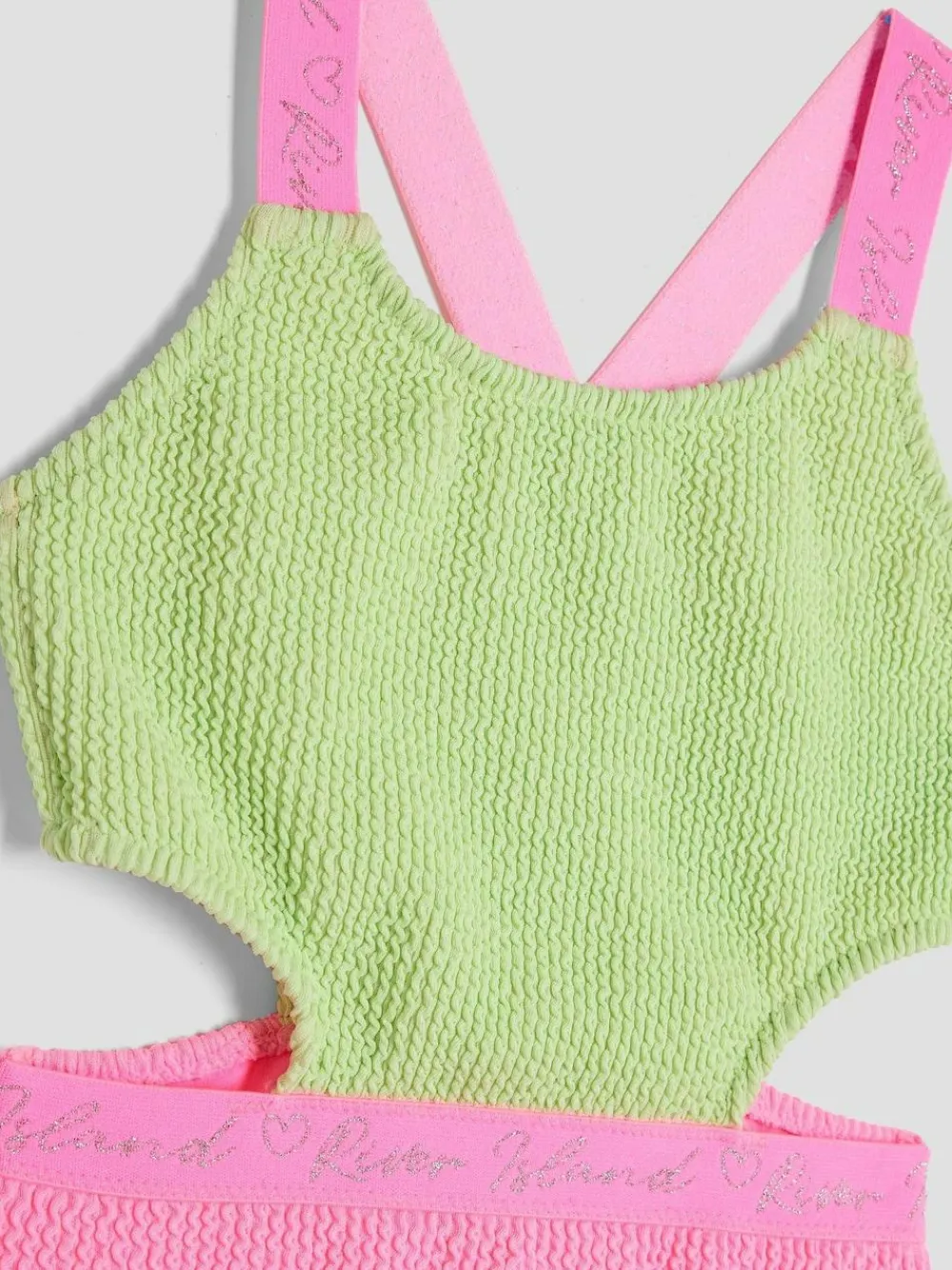 River Island Green Girls Elastic Colour Block Swimsuit^ Swimwear