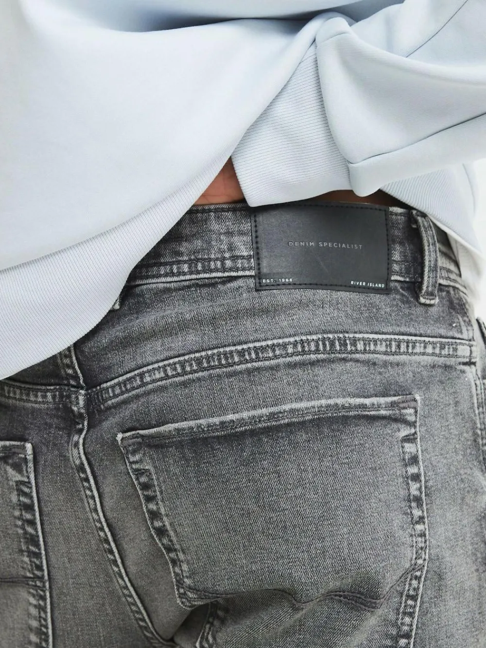 New River Island Grey Skinny Fit Stretch Jeans