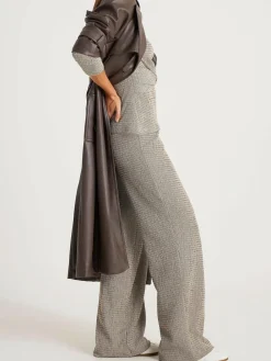 Clearance River Island Grey Texture Wide Leg Relaxed Bottoms