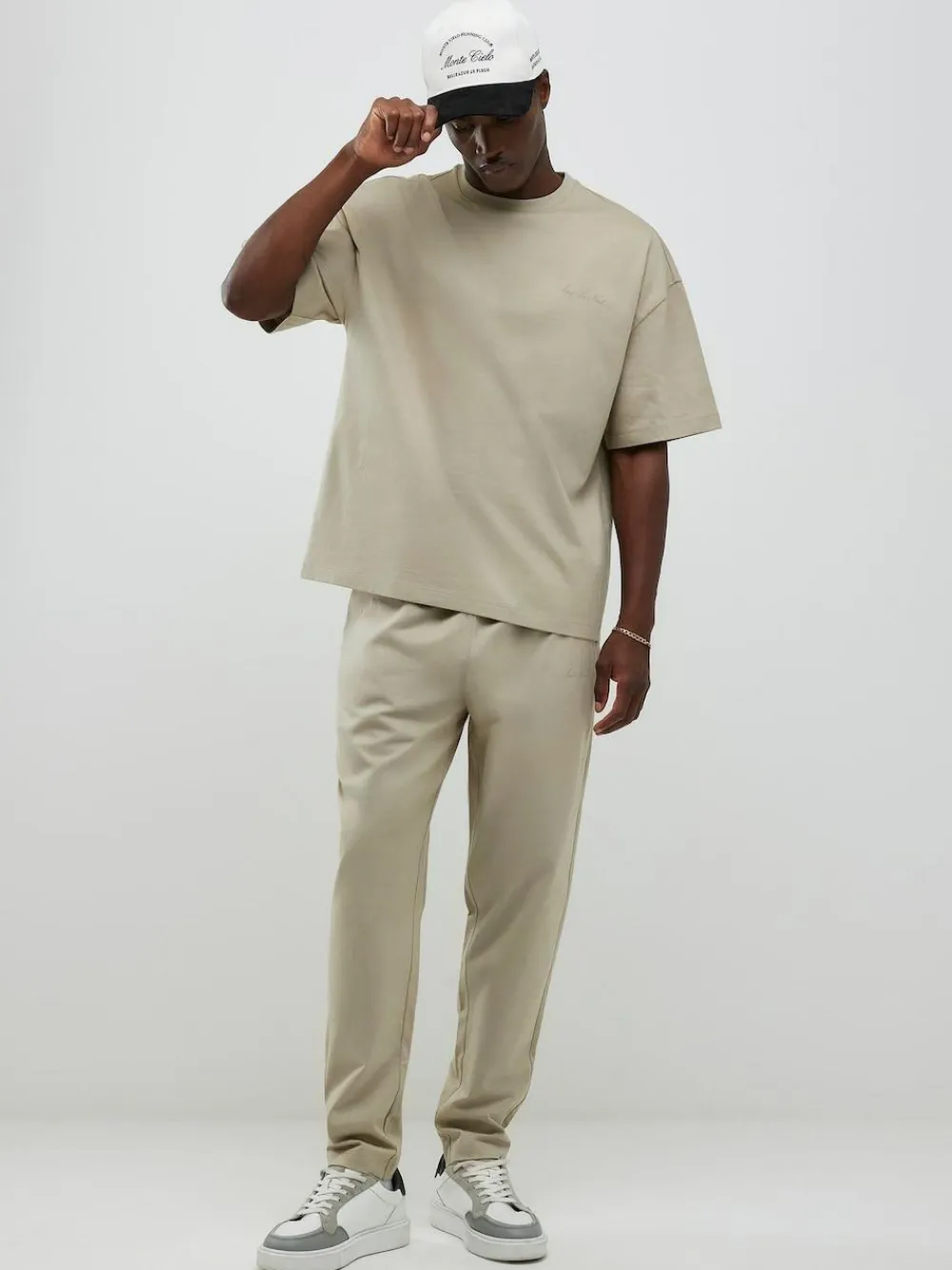 Clearance River Island Boxy T-Shirt and Jogger Set Natural