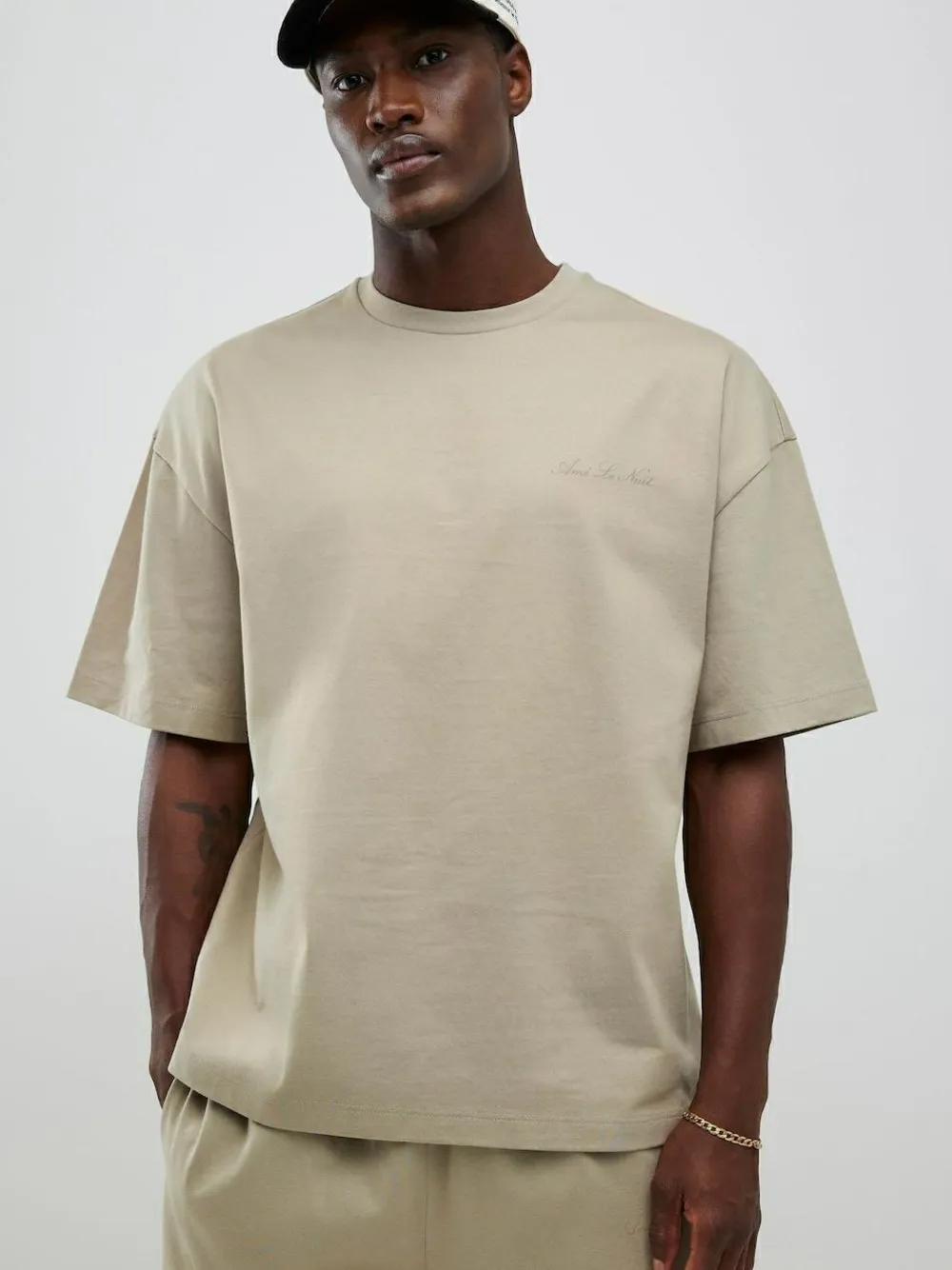 Clearance River Island Boxy T-Shirt and Jogger Set Natural