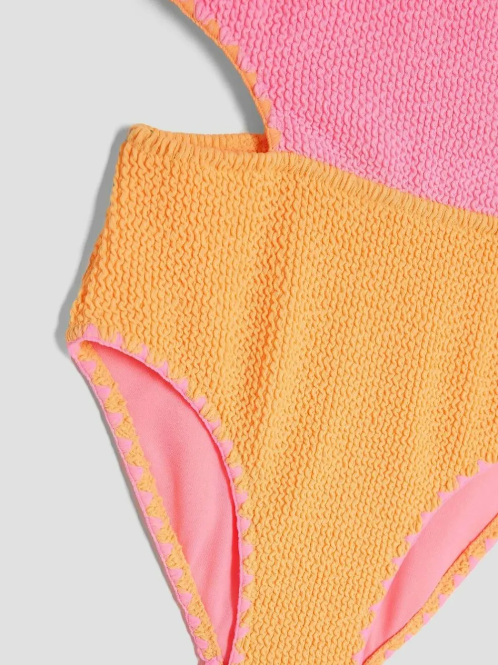 River Island Pink Girls Blocked Textured Swimsuit^ Swimwear