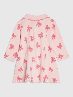 Discount River Island Pink Long Sleeve Bow Collar Rib Dress