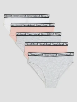 River Island Pink Mix Briefs 5 Pack^ Underwear