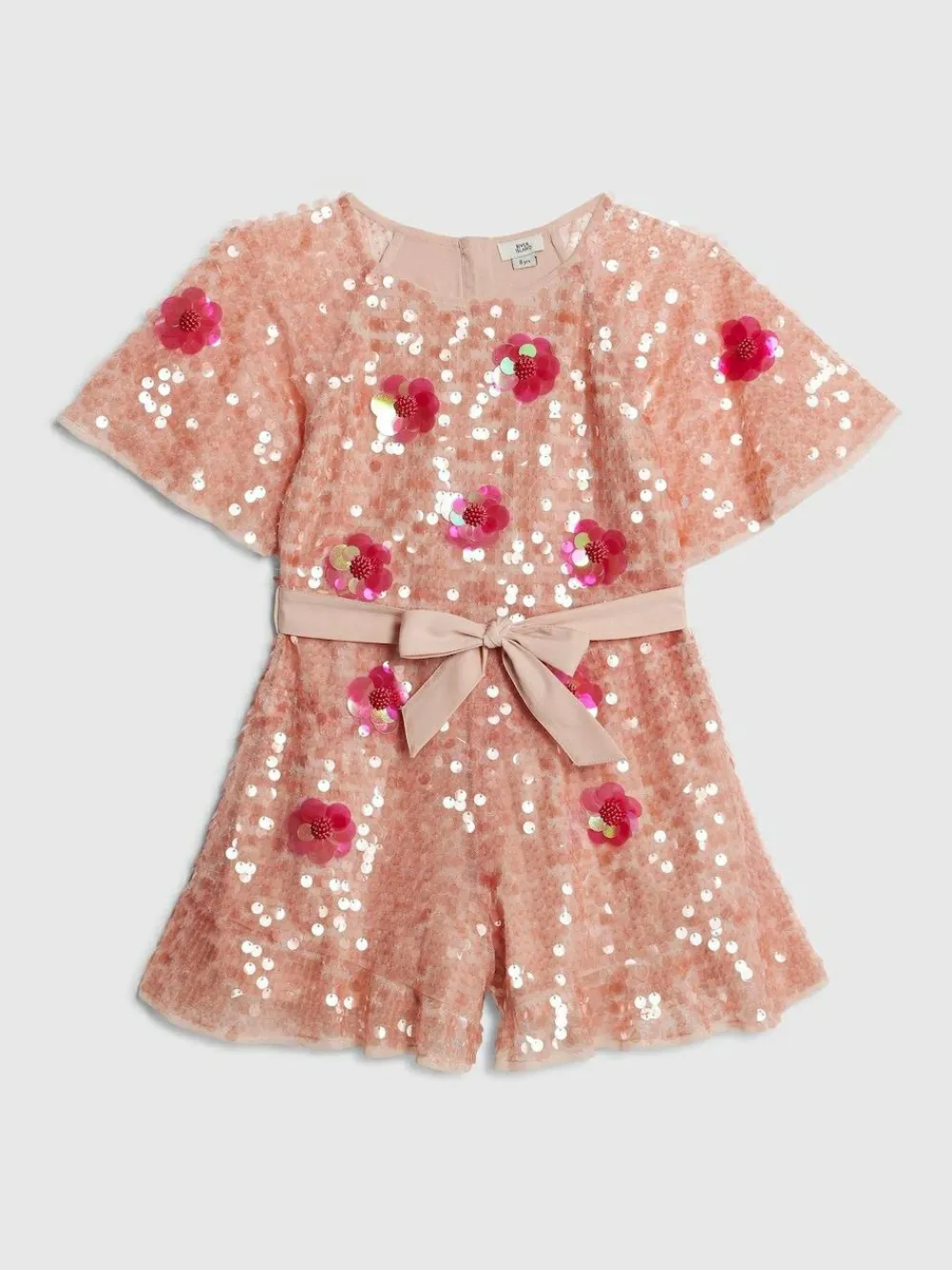 Outlet River Island Pink Sequin Flower Playsuit
