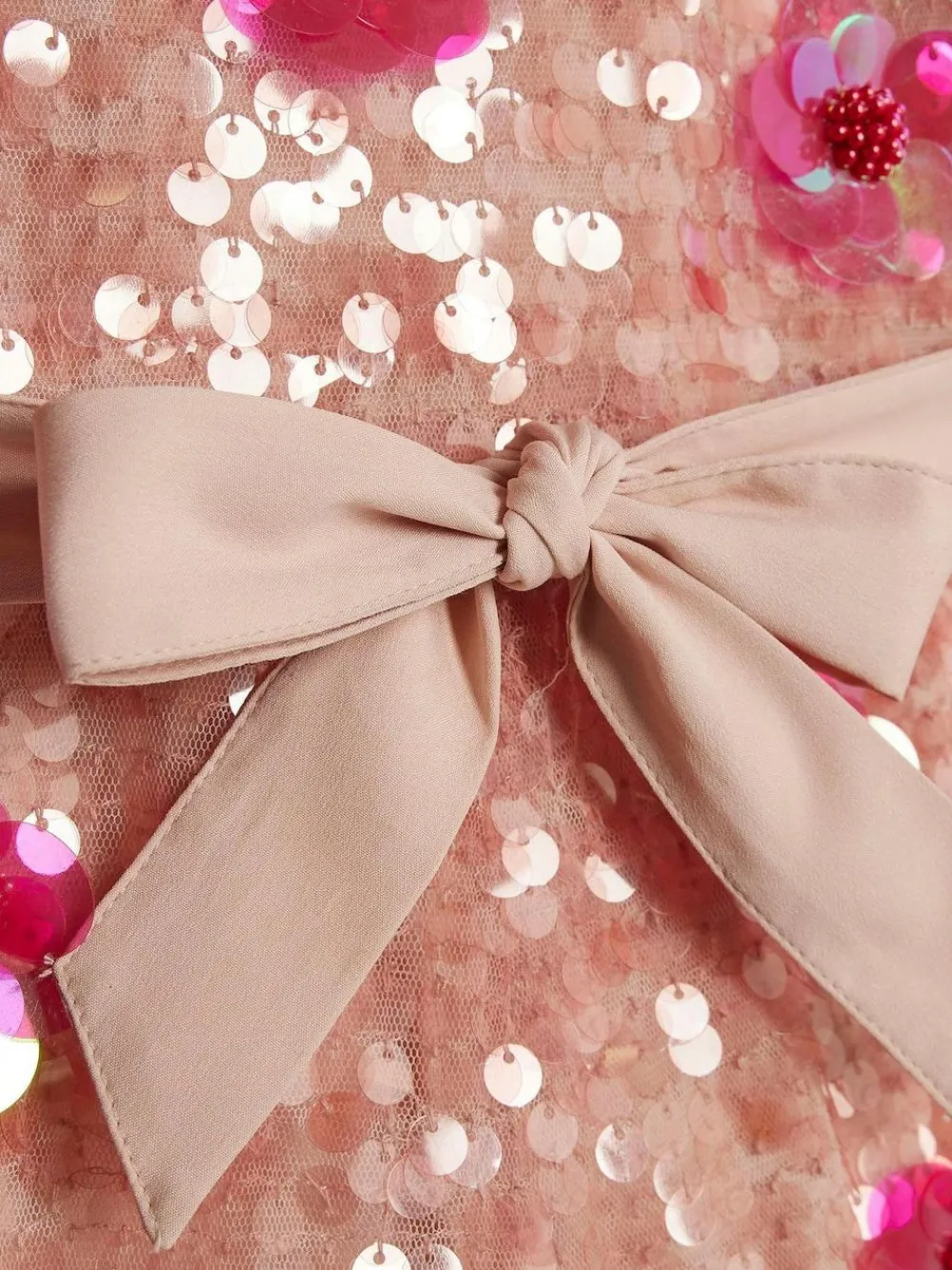 Outlet River Island Pink Sequin Flower Playsuit