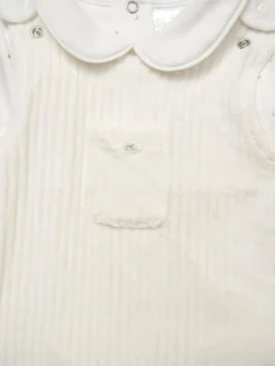 New Rock-A-Bye Baby Boutique Baby Velour White Dungarees and Bodysuit Set