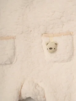 Best Rock-A-Bye Baby Boutique Baby Borg White Dungarees Bodysuit and Hat Set 3 Piece