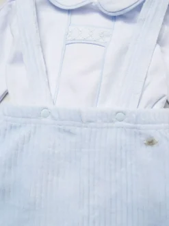 Rock-A-Bye Baby Boutique Baby Blue Velour Dungaree Trousers and Shirt Set^BOY Shirts