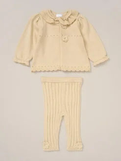 Clearance Rock-A-Bye Baby Boutique Baby Knit White Cardigan and Leggings Set