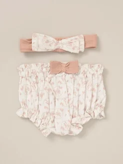 Outlet Rock-A-Bye Baby Boutique Pink Cardigan Woven Dobby Shorts Headband and Tights Outfit Set