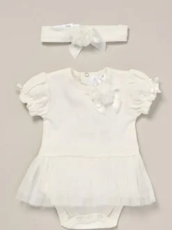 Online Rock-A-Bye Baby Boutique Rose Ribbon Detail Tutu White Bodysuit and Headband Outfit Set