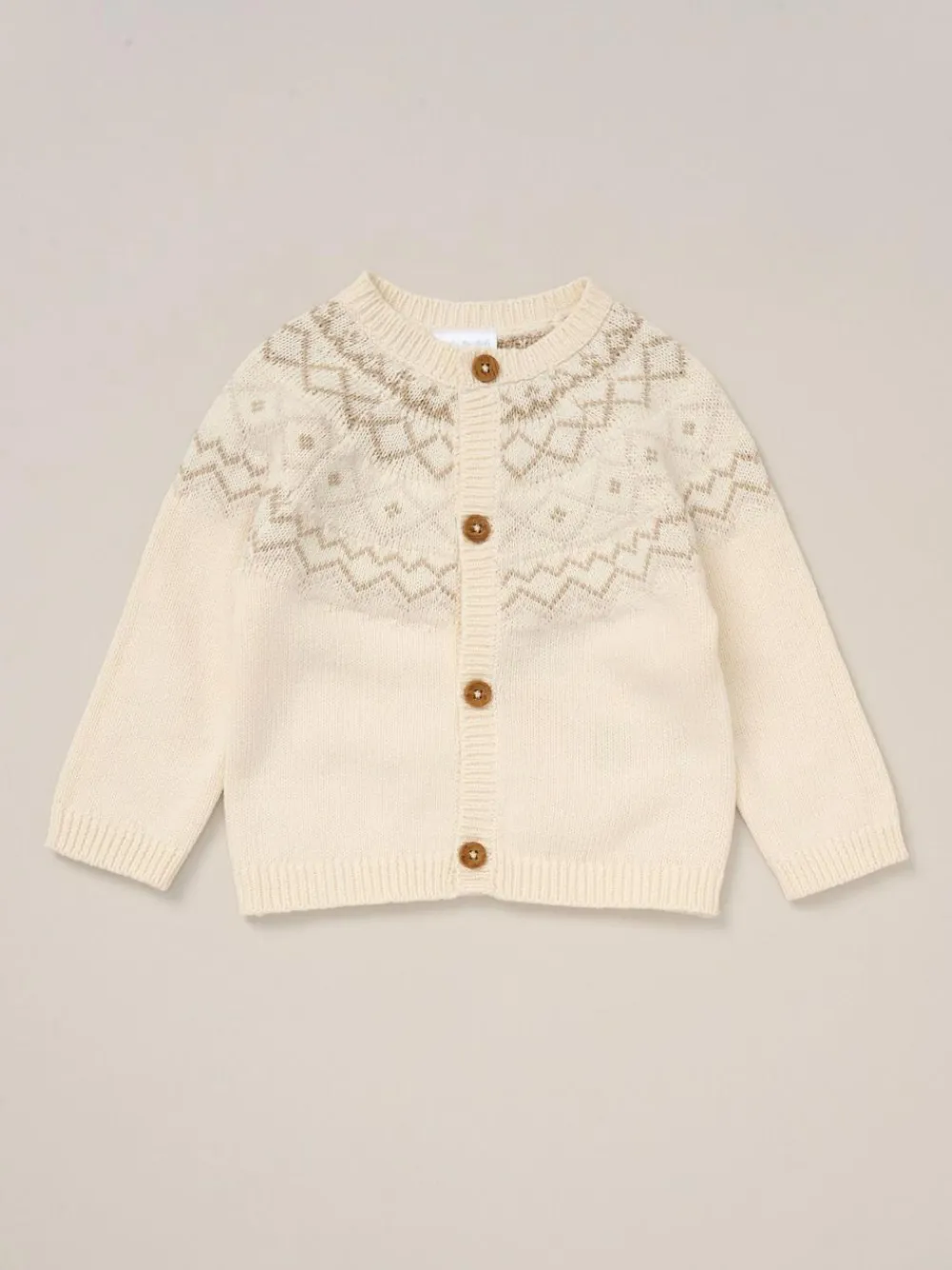 Rock-A-Bye Baby Boutique True Knit Fairisle Pattern White Cardigan And Footed Trousers Outfit Set