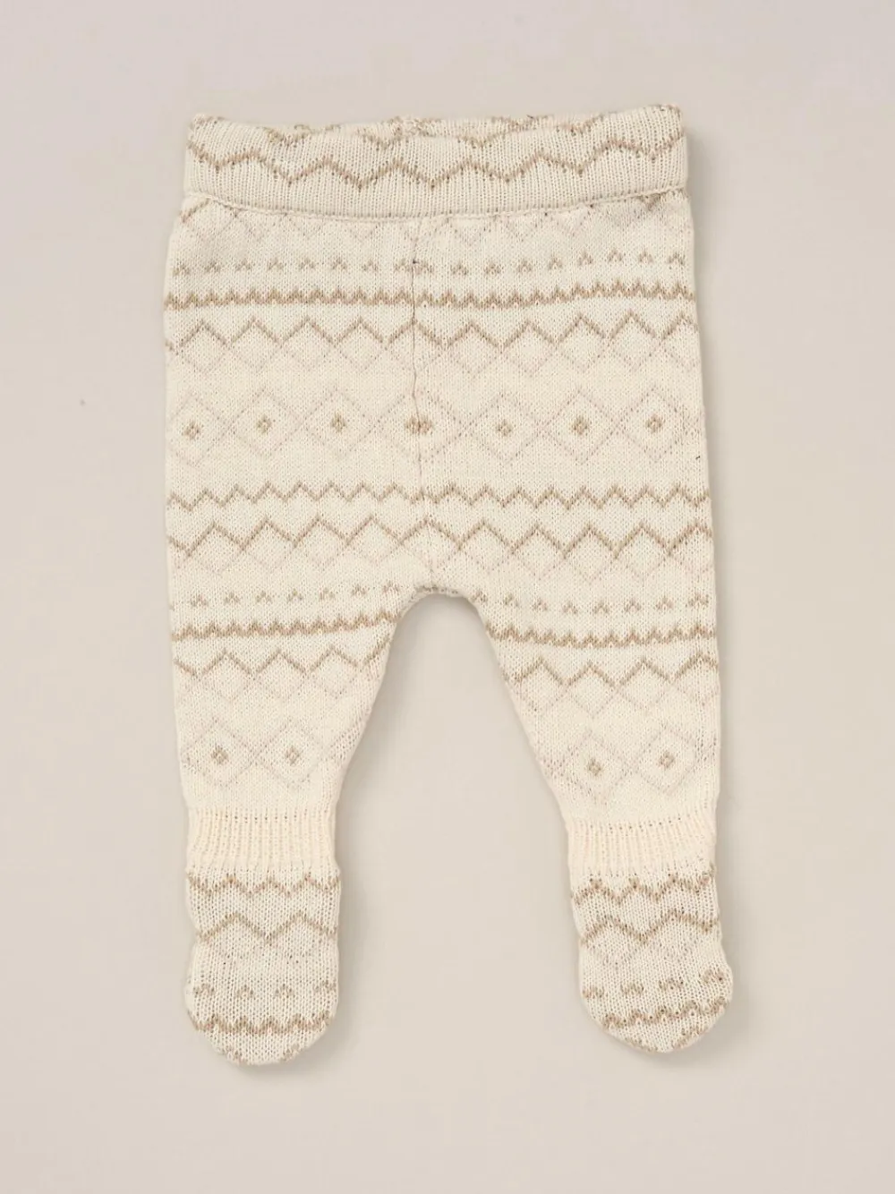 Rock-A-Bye Baby Boutique True Knit Fairisle Pattern White Cardigan And Footed Trousers Outfit Set