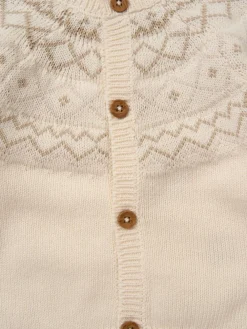 Rock-A-Bye Baby Boutique True Knit Fairisle Pattern White Cardigan And Footed Trousers Outfit Set