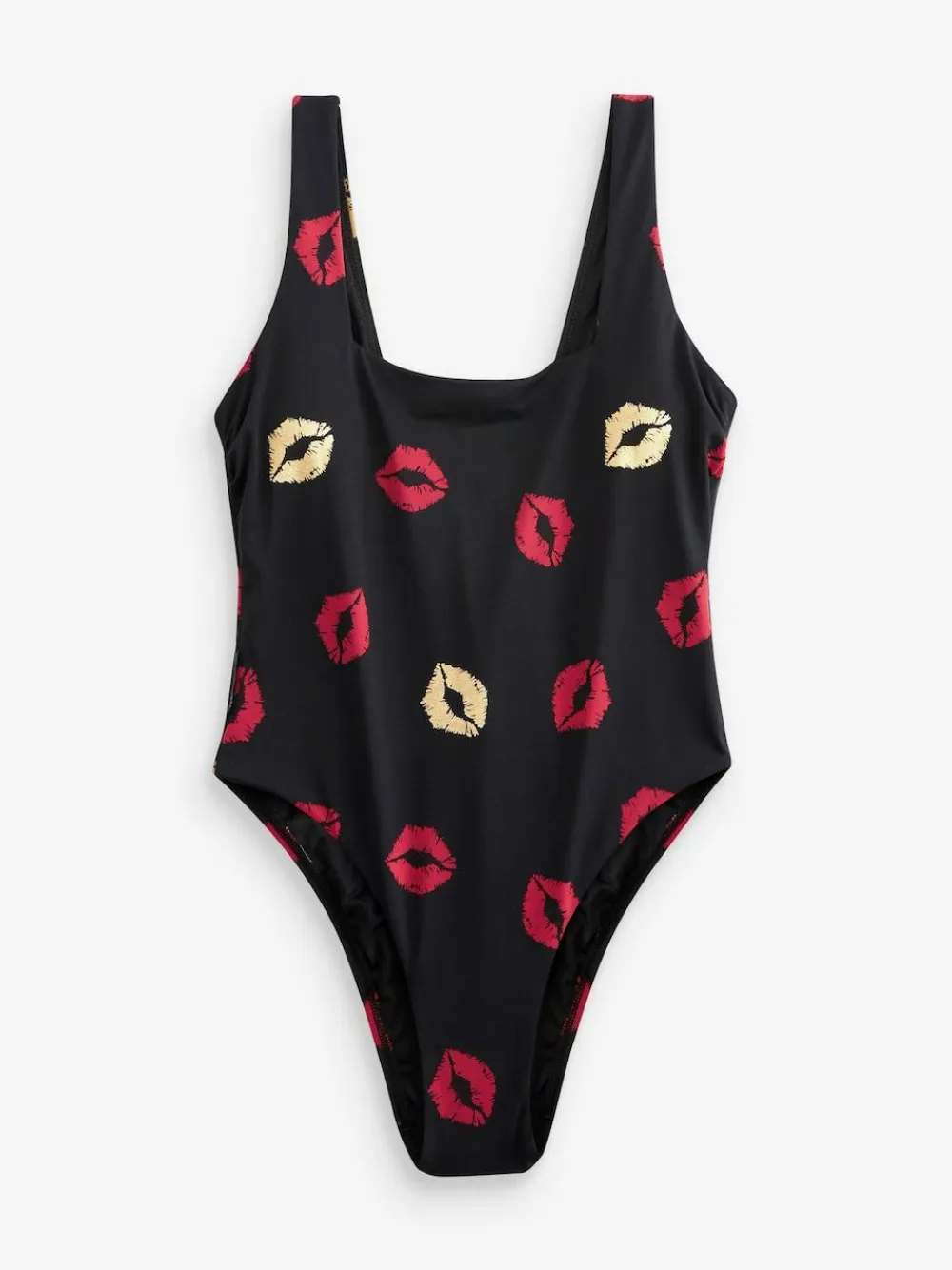 New Rockett St George Black Lips Print High Leg Swimsuit
