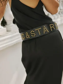 Online Rockett St George Black Leather Magic and Star Dust Chunky Studded Belt