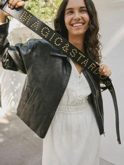 Online Rockett St George Black Leather Magic and Star Dust Chunky Studded Belt