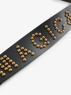 Online Rockett St George Black Leather Magic and Star Dust Chunky Studded Belt