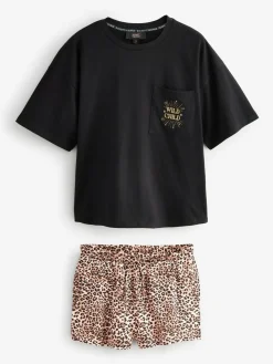 Rockett St George Black T-Shirt Short Pyjamas Set^Women Pyjamas|All Night & Lounge
