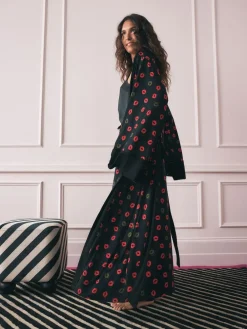 Best Rockett St George Black/Red Lips Jersey Robe