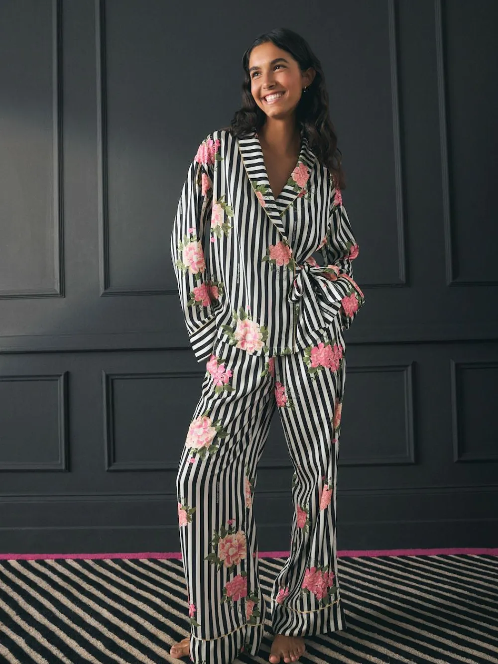 Rockett St George Black/White Flower Power Tie Side Pyjamas