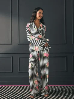 Rockett St George Black/White Flower Power Tie Side Pyjamas