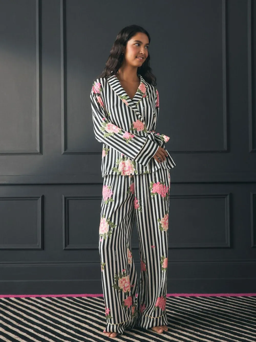 Rockett St George Black/White Flower Power Tie Side Pyjamas