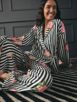 Rockett St George Black/White Flower Power Tie Side Pyjamas