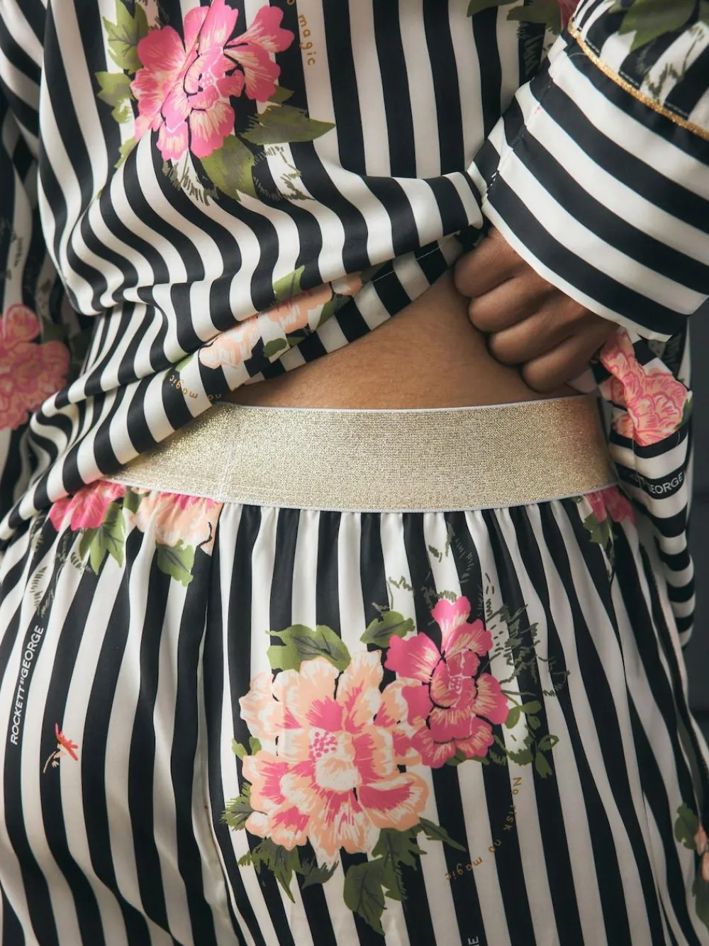 Rockett St George Black/White Flower Power Tie Side Pyjamas