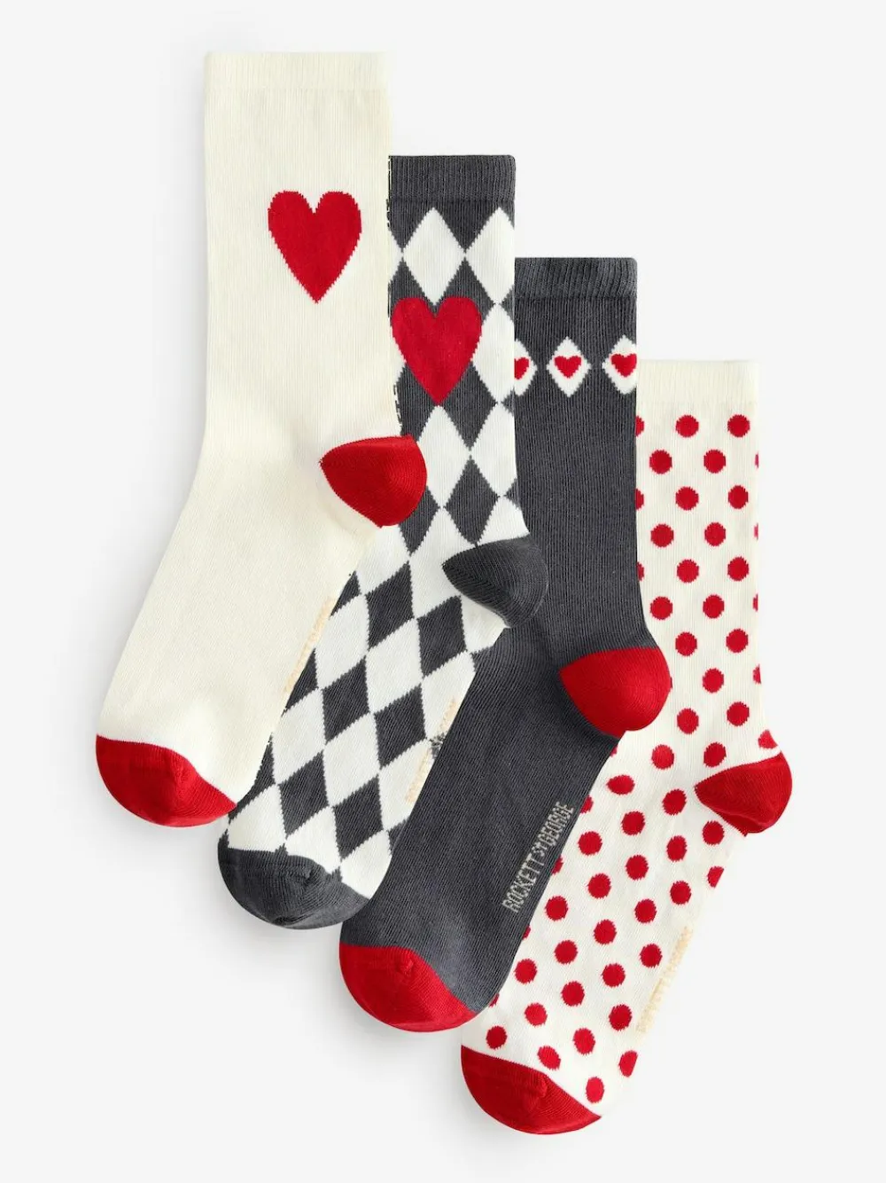 Rockett St George Black/White Spot and Harlequin 4 Pack Socks^Women Socks & Tights