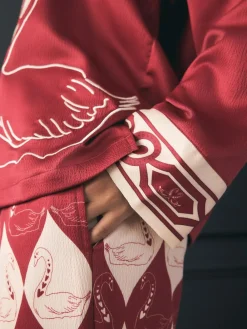 Discount Rockett St George Red Argyle Swan Textured Satin Button Through Pyjamas