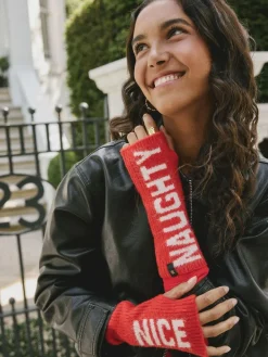 Rockett St George Red Naughty & Nice Handwarmers^Women Hats, Gloves & Scarves|Hats, Gloves & Scarves