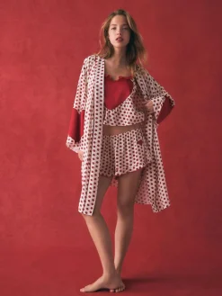 Hot Rockett St George Red/White Polka Dot Hearts Short Robe