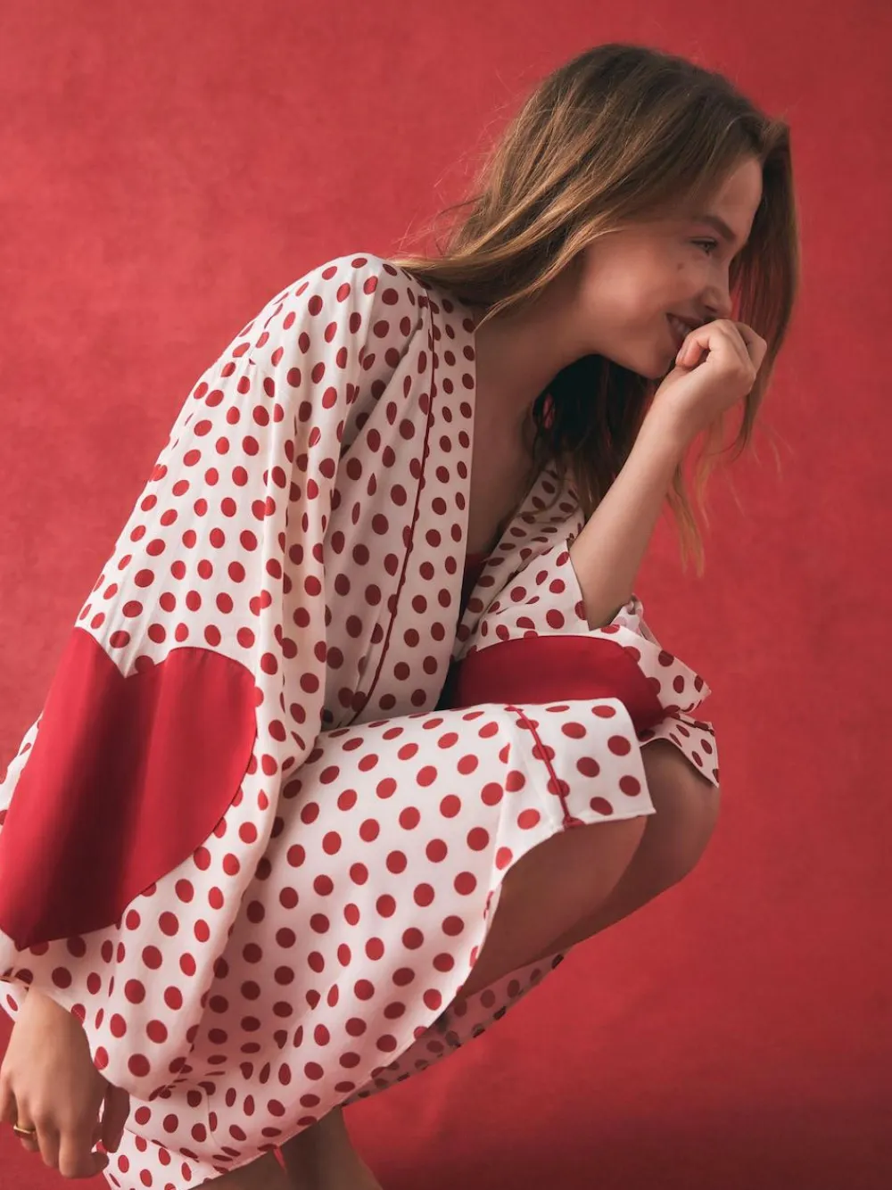 Hot Rockett St George Red/White Polka Dot Hearts Short Robe