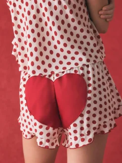 New Rockett St George Red/White Polka Dot Heart Cami Shorts Set Pyjamas